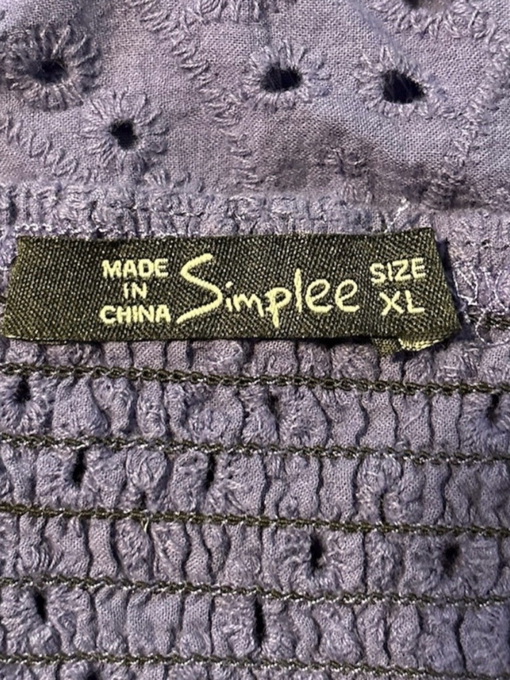 Simple Navy Eyelet Button-Front Maxi Dress - Picture 3 of 3